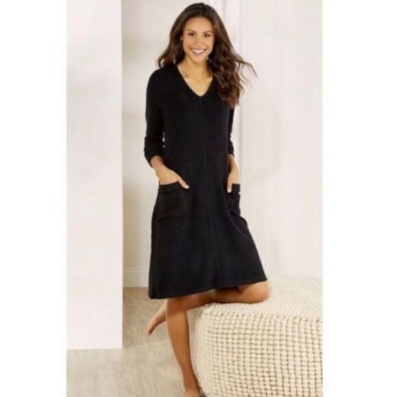 Soft Surroundings Black Soft Tunic Dress Pocket Artsy Small - Picture 1 of 8